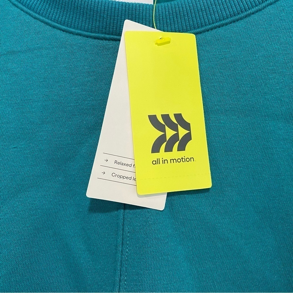 Women's Cotton Fleece Crewneck Cropped Sweatshirt All in Motion™ Turquoise XXL - Picture 5 of 8